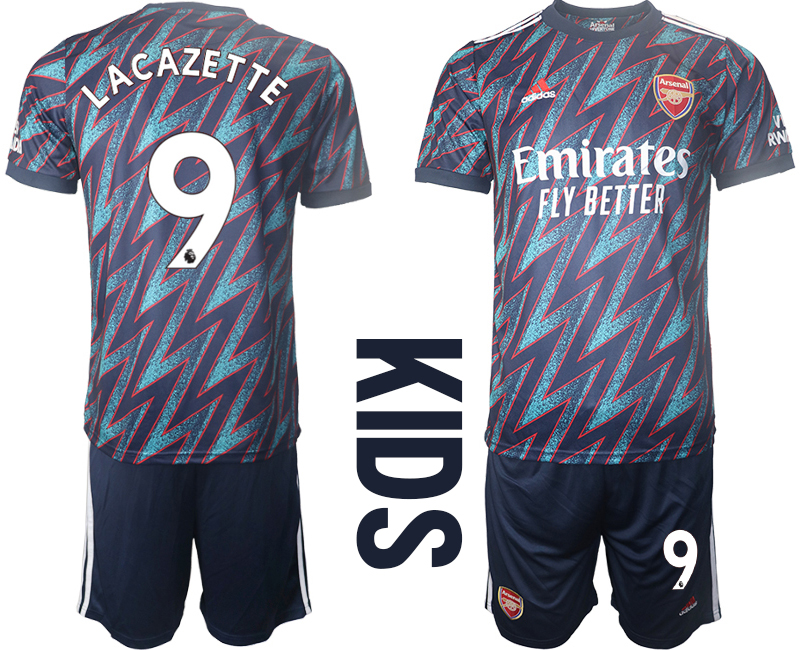 Youth 2021-2022 Club Arsenal away blue #9 Soccer Jersey->youth soccer jersey->Youth Jersey